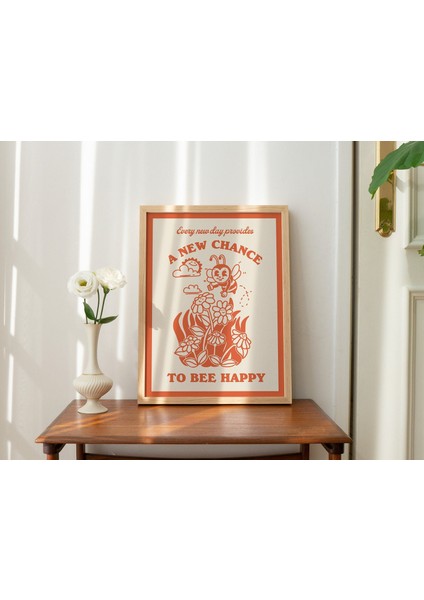 Retro Bal Arısı Duvarı, Bombus Arısı Posteri, Pozitiflik Alıntısı Retro Illüstrasyon indirimleri