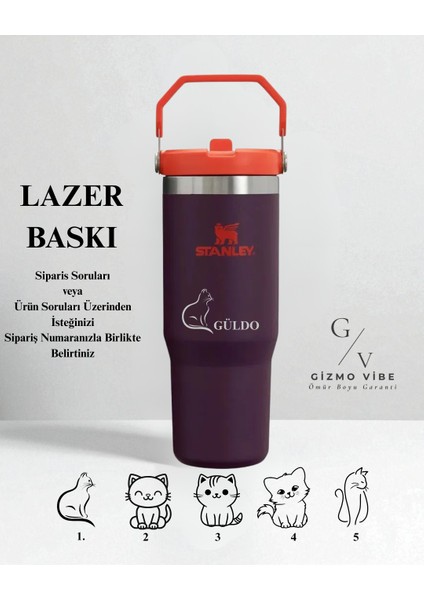 Kişiselleştirilebilir The Iceflow Flip Straw Pipetli Termos 0,89 L Mor/turuncu Özel İsimli indirimleri