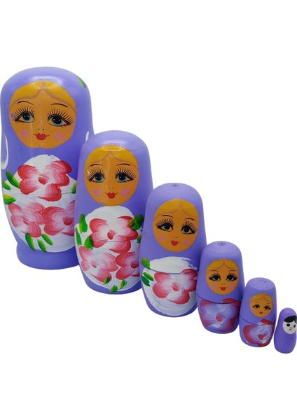 Ahşap Matruşka Bebek Altılı Set Mor fiyatları