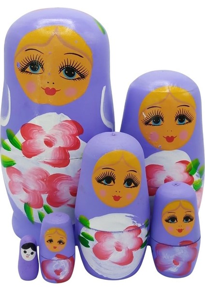 Ahşap Matruşka Bebek Altılı Set Mor modelleri