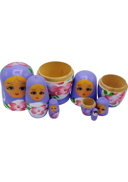 Ahşap Matruşka Bebek Altılı Set Mor fırsatları