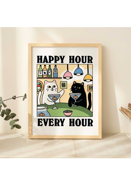 Kedi Martini Baskısı, El Yapımı Posterler, Hostes Hediyeleri, Martini Baskısı, Kokteyl Baskısı