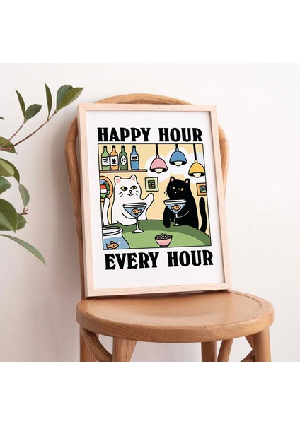 Kedi Martini Baskısı, El Yapımı Posterler, Hostes Hediyeleri, Martini Baskısı, Kokteyl Baskısı indirimleri