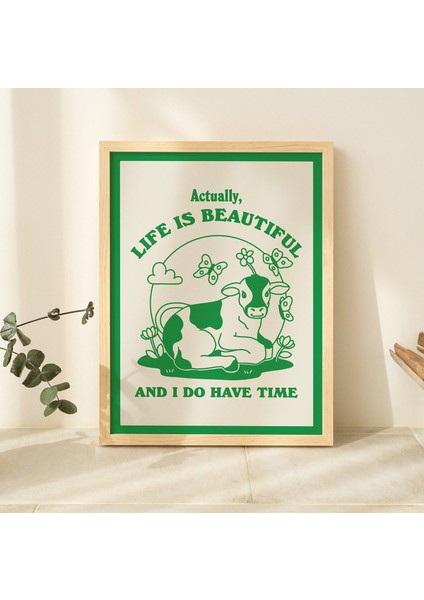 Sevimli Inek Sözü Baskısı, Rahatlatıcı Söz, Retro Tarz Illüstrasyon