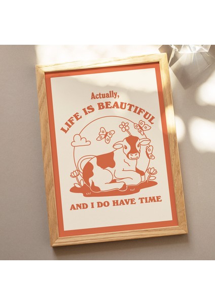 Sevimli Inek Sözü Baskısı, Rahatlatıcı Söz, Retro Tarz Illüstrasyon fırsatları