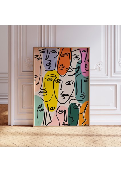 Picasso Esintili Renkli Çizgi Sanatı Poster, Ünlü Sanatçı Baskıları, Baskılar, Orta Yüzyıl Duvar Sanatı