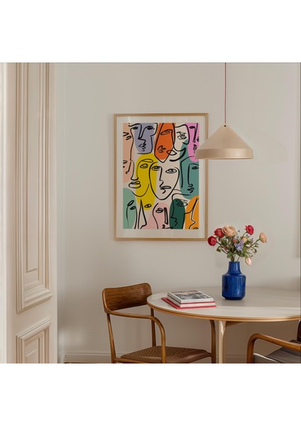 Picasso Esintili Renkli Çizgi Sanatı Poster, Ünlü Sanatçı Baskıları, Baskılar, Orta Yüzyıl Duvar Sanatı modelleri