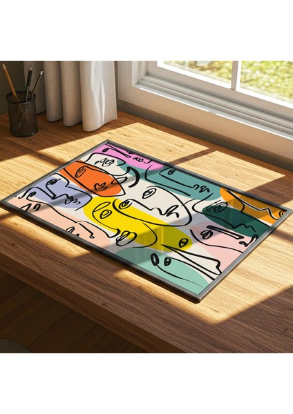 Picasso Esintili Renkli Çizgi Sanatı Poster, Ünlü Sanatçı Baskıları, Baskılar, Orta Yüzyıl Duvar Sanatı