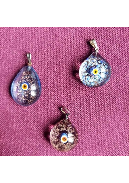 Cam Nazar Boncuklu Kolye Ucu 3lü