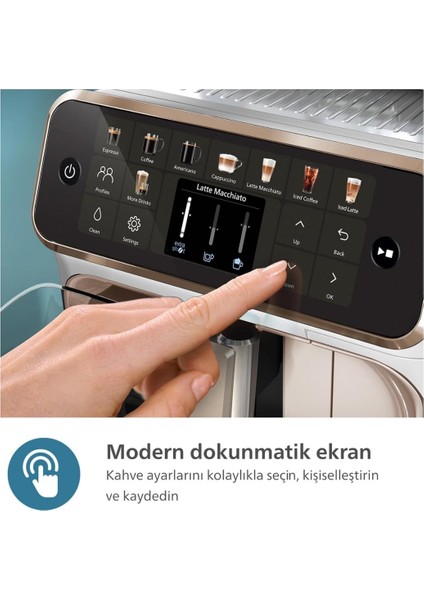 5500 Serisi Lattego Tam Otomatik Espresso Makinesi 20 Sıcak ve Soğuk Içecek, Renkli Dokunmatik Ekran,quickstart, Silentbrew Teknolojisi (EP5543/80)
