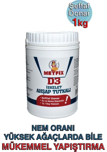 D3 Iskelet Ahşap Tutkalı 1 kg - Şeffaf Donar - Su ve Neme Dayanıklı - Iç ve Dış Mekan