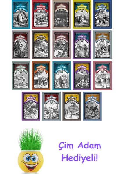 Jules Verne 19 Kitap Seti + Çim Adam Hediye