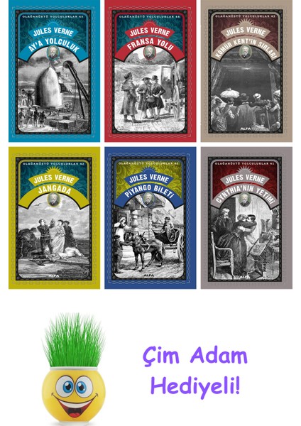 Jules Verne 6 Kitap Seti + Çim Adam Hediye