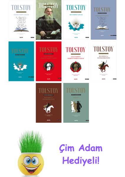 Lev Nikolayeviç Tolstoy 10 Kitap Seti + Çim Adam Hediye