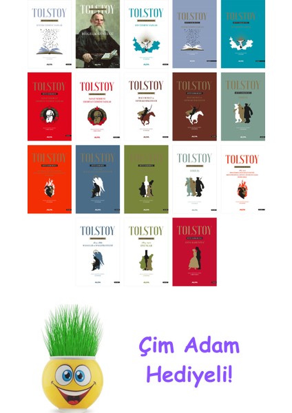 Lev Nikolayeviç Tolstoy 18 Kitap Seti + Çim Adam Hediye