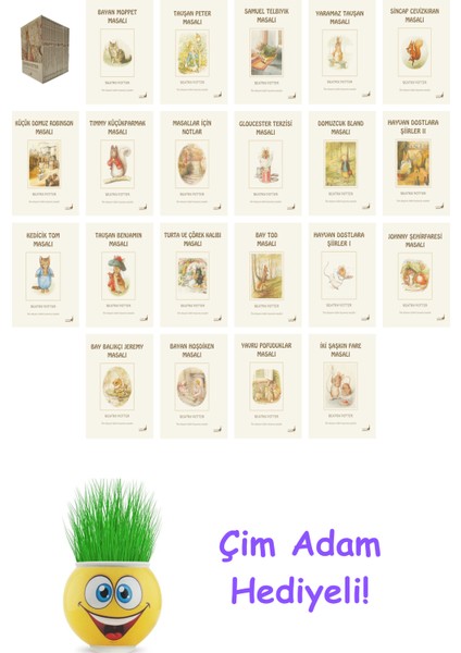 Beatrix Potter 22 Kitap Seti + Çim Adam Hediye