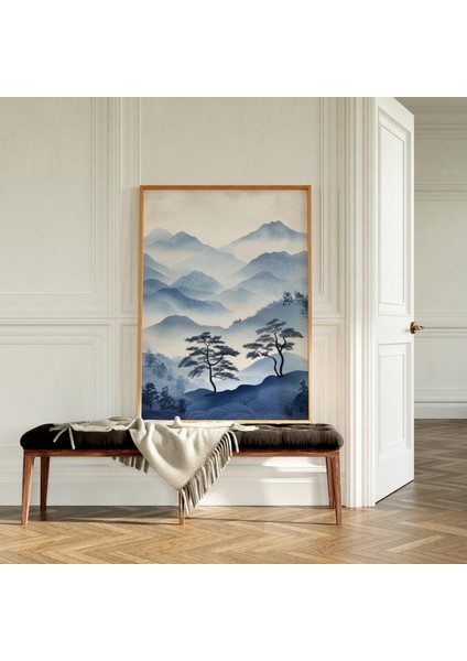 Mavi Dağ Manzara Sanatı: Japandi Stili (20X28) ( )