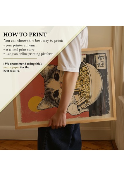 Ramen Yiyen Eski Kedi, Japon Duvar Sanatı, Erişte Severlere Hediye, Japon Mutfak Dekoru fiyatları