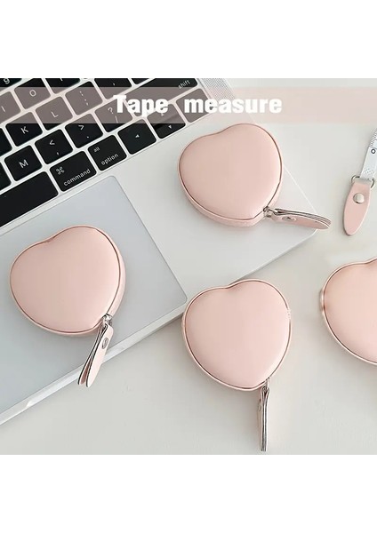 Kalp Şekilli Mezura, Pembe, Pu Deri, 6cm x 1.5cm, Otomatik Geri Sarmalı, Taşınabilir fiyatları