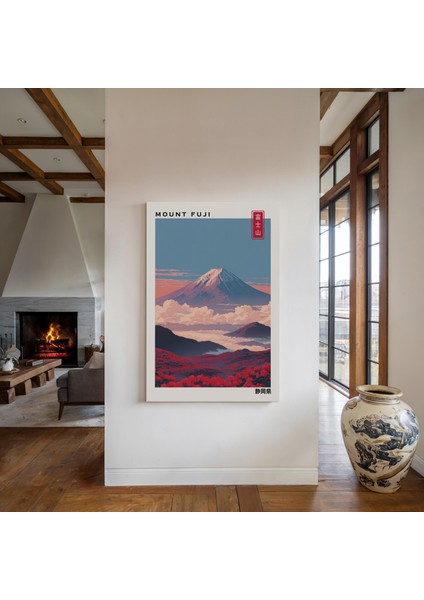 Fuji Dağı: Kırmızı Çiçekli Japon Manzarası (, / Dosya) modelleri