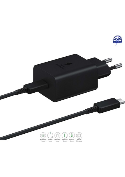 Samsung Galaxy A26 5g Uyumlu Type-C Ultra Hızlı Şarj Cihazı 45W 3.0 Amper Şarj Seti