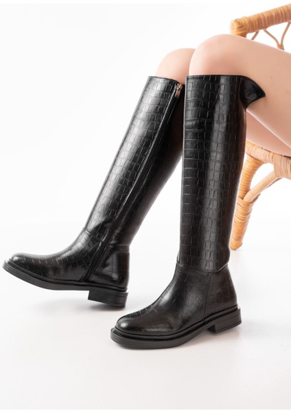 2024-3007 Siyah Fermuarlı Günlük Kadın Çizme fiyatları