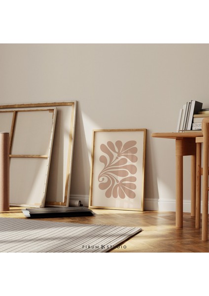 Soyut Çiçekli Bej Sanat, Botanik, Bohem Sanatı, Hafif Estetik Sanat