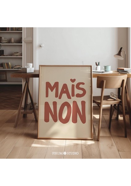Mais Non Red Tipografi Sanatı, Eklektik Ev Dekorasyonu ve Cesur Galeri Duvar Stili Için Fransız Alıntı Duvar Sanatı |