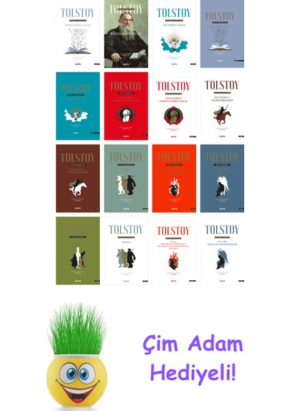 Lev Nikolayeviç Tolstoy 16 Kitap Seti + Çim Adam Hediye