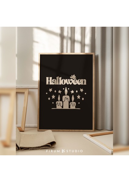 Bej ve Siyah Minimal Cadılar Bayramı Duvar Sanatı, Nötr Cadılar Bayramı Duvar Dekoru | fiyatları