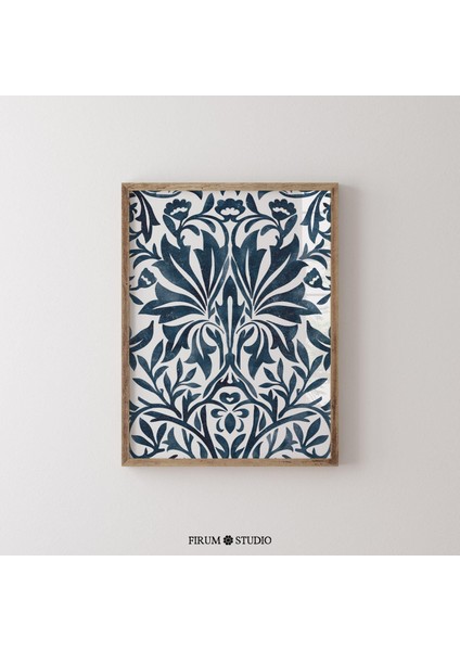 William Morris Tarzı Çivit Mavisi Poster, Soyut Çiçek Sanatı fiyatları