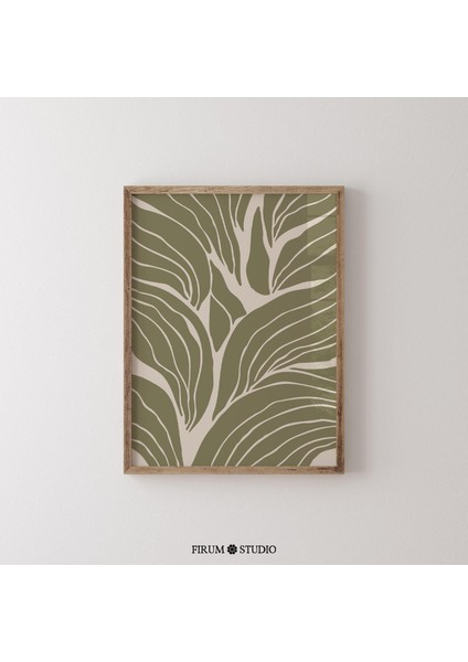 Sönük Yeşil Soyut Botanik Sanatı - Toprak Tonlarında Eklektik Yatak Odası Için Orta Yüzyıl Modern | Bohem Duvar Sanatı | fiyatları