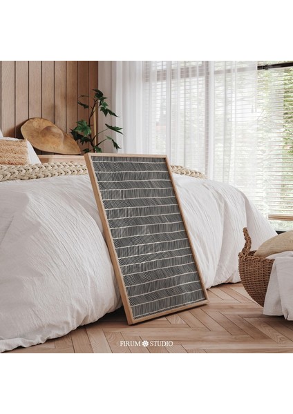 Siyah Beyaz Geometrik Çizgili Duvar Sanatı, Modern Minimalist fiyatları