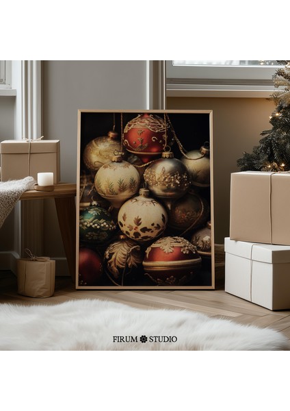 Vintage Noel Süsleri Duvar Sanatı, Kasvetli Tatil Dekoru