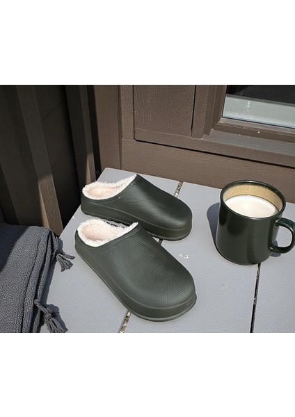 Erkek Haki Içi Yünlü Hafif Taban Ev Terlik modelleri