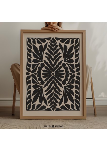 Modern Botanik Eser, Halk Çiçek Illüstrasyonu Duvar Sanatı