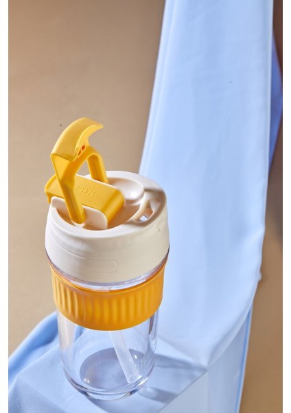 Lüx Cam Akıllı Kapak Pipetli Suluk Matara, Soğuk Kahve Bardağı Kapaklı Matara 450 ml modelleri