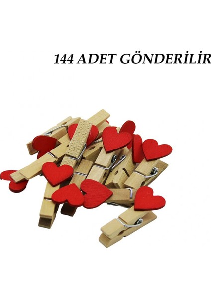 144 Adet Mini Kalpli Ahşap Fotoğraf - Süs - Sunum Mandalı (4887) fiyatları