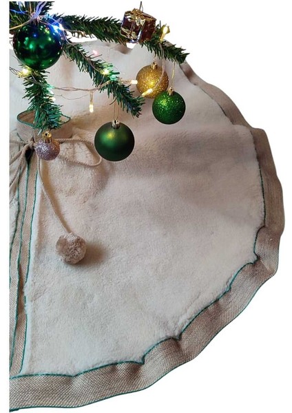 , Yılbaşı Çam Ağacı Altı Örtüsü, Çam Ağacı Ayak Halısı Örtüsü, Krem Renk, Peluş 93 cm indirimleri