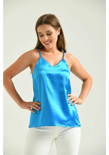 Kadın Atlet Ip Askılı Saten Atlet Turkuaz - T091 modelleri