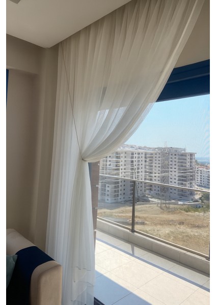 Kruvaze Bambu Düz Tül Perde 2 Adet Halat Hediyeli Sık Pileli - Tül,perde,fon,blackout,güneşlik, modelleri