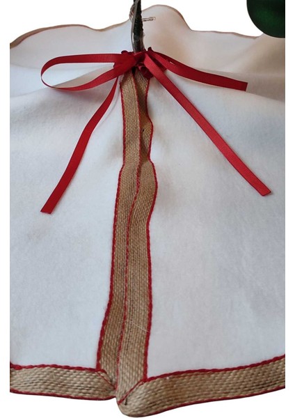 , Yılbaşı Çam Ağacı Altı Örtüsü, Çam Ağacı Ayak Halısı Örtüsü, Beyaz Renk, Peluş 70 cm