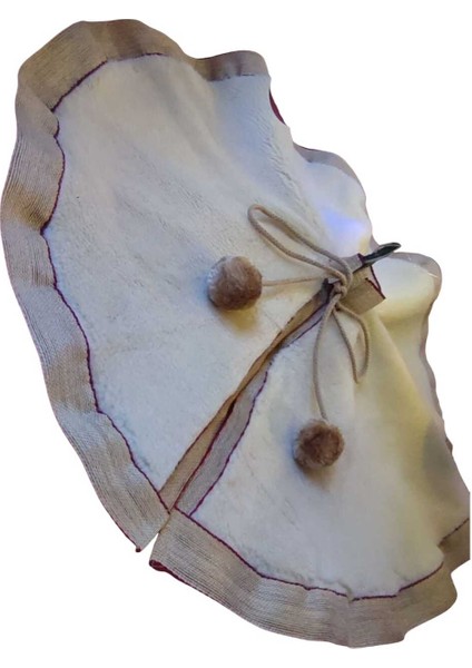 , Yılbaşı Çam Ağacı Altı Örtüsü, Çam Ağacı Ayak Halısı Örtüsü, Krem Renk, Peluş 72 cm