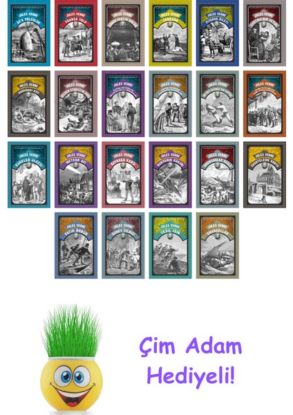 Jules Verne 22 Kitap Seti + Çim Adam Hediye