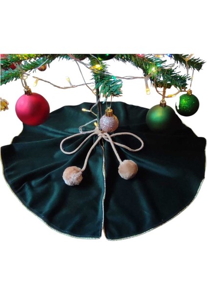 Yılbaşı Çam Ağacı Altı Örtüsü, Çam Ağacı Ayak Halısı Örtüsü, Yeşil Renk,kadife 70 cm