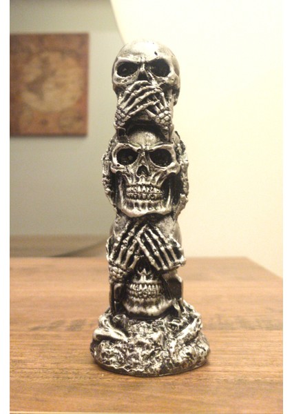 Üçlü Görmedim Duymadım Bilmiyorum Kuru Kafa Biblo Ev Dekor Hediyelik Eşya