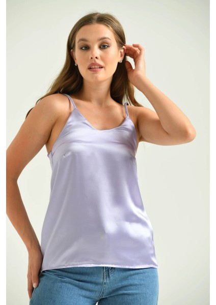 Kadın Atlet Ip Askılı Saten Atlet Lila - T091 fiyatları