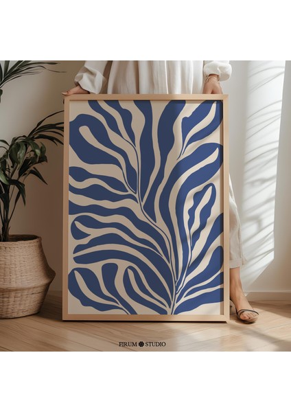 Mavi ve Bej Soyut Botanik Sanatı - Trend Daireler Için Şık | Estetik Duvar Sanatı ve Modern Soyut Şekiller |