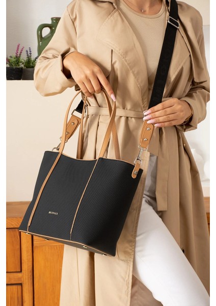 Kadın Büyük Boy Lüks El ve Omuz Çantası Ebat 24 x 33 cm