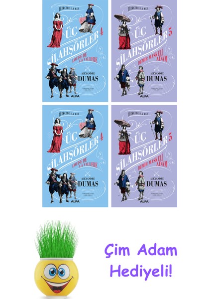 Alexandre Dumas 4 Kitap Seti + Çim Adam Hediye